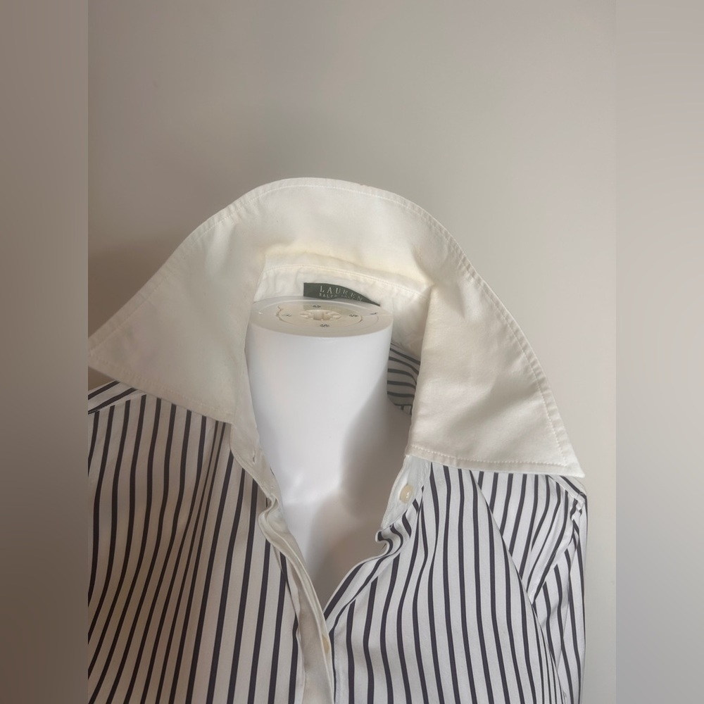 Lauren Ralph Lauren Navy & White Button Up Shirt, Sz. XL - Picture 4 of 16